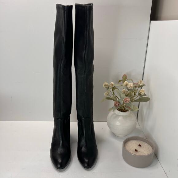 Stuart Weitzman Yuliana 85 Slouch Chunky Block Heel Boot Black Women 7.5B - Picture 2 of 10